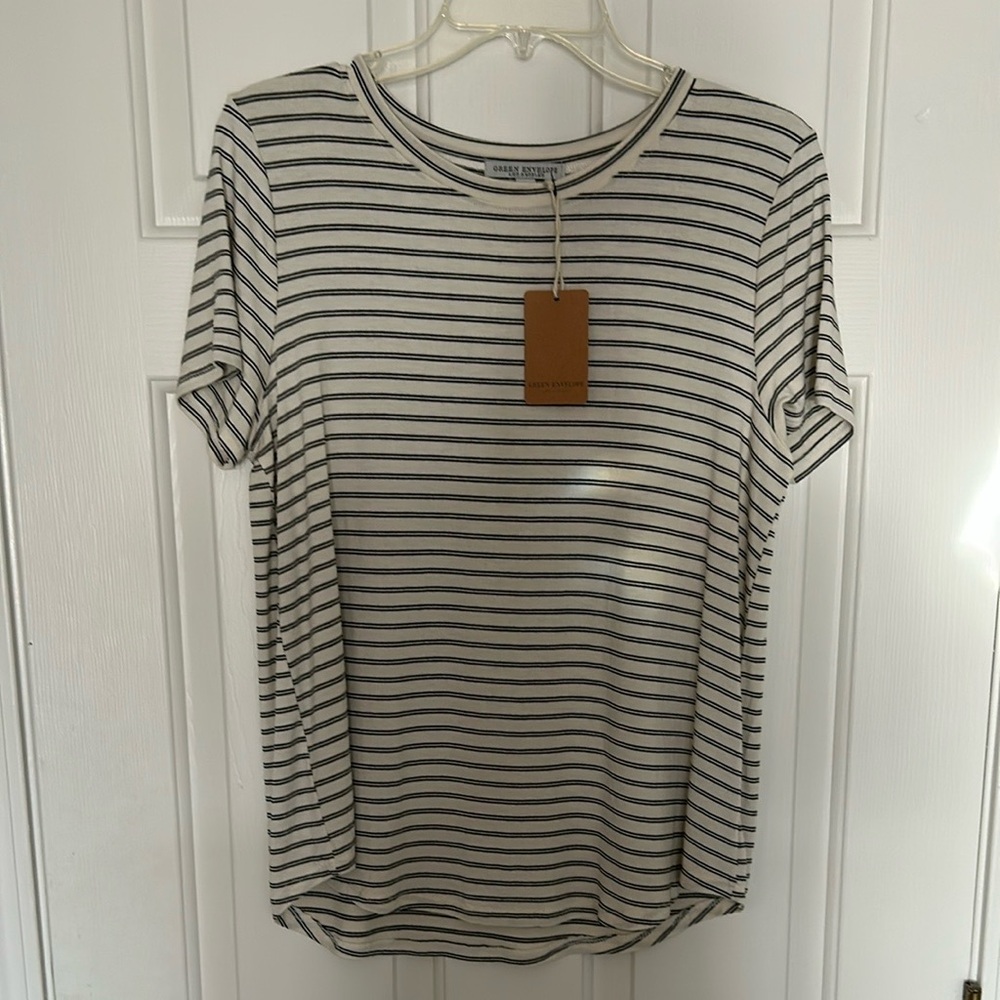 NWTS Green Envelope Monochrome Striped Tee